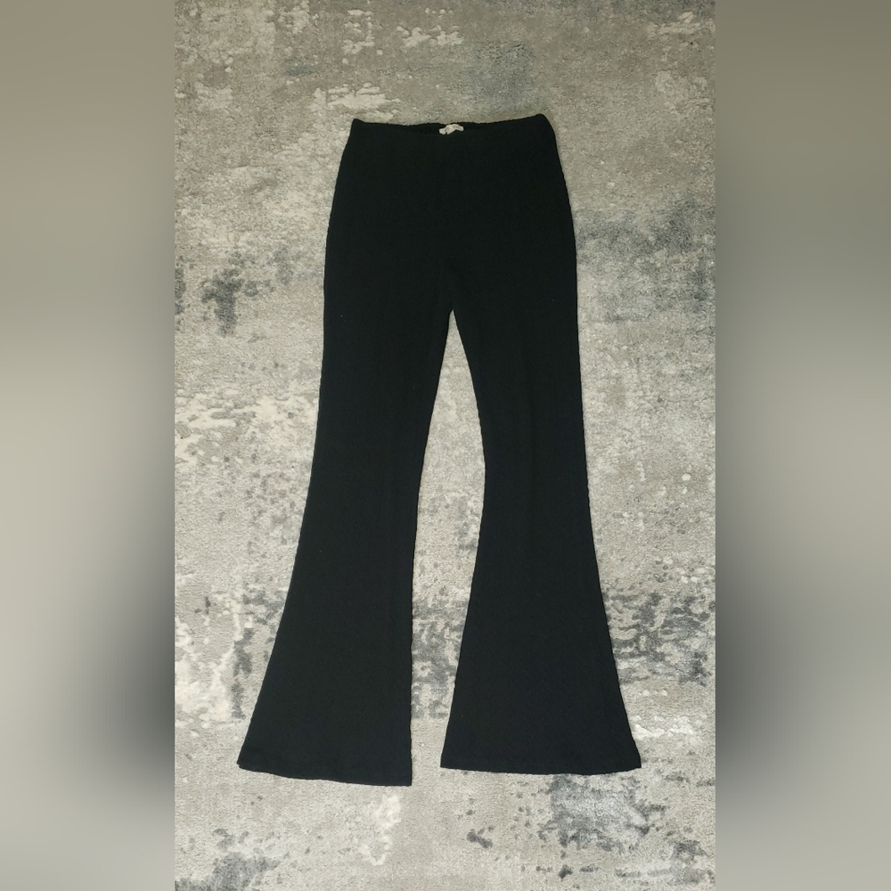 Flared Fabric Black Pants by Stitch & Pine